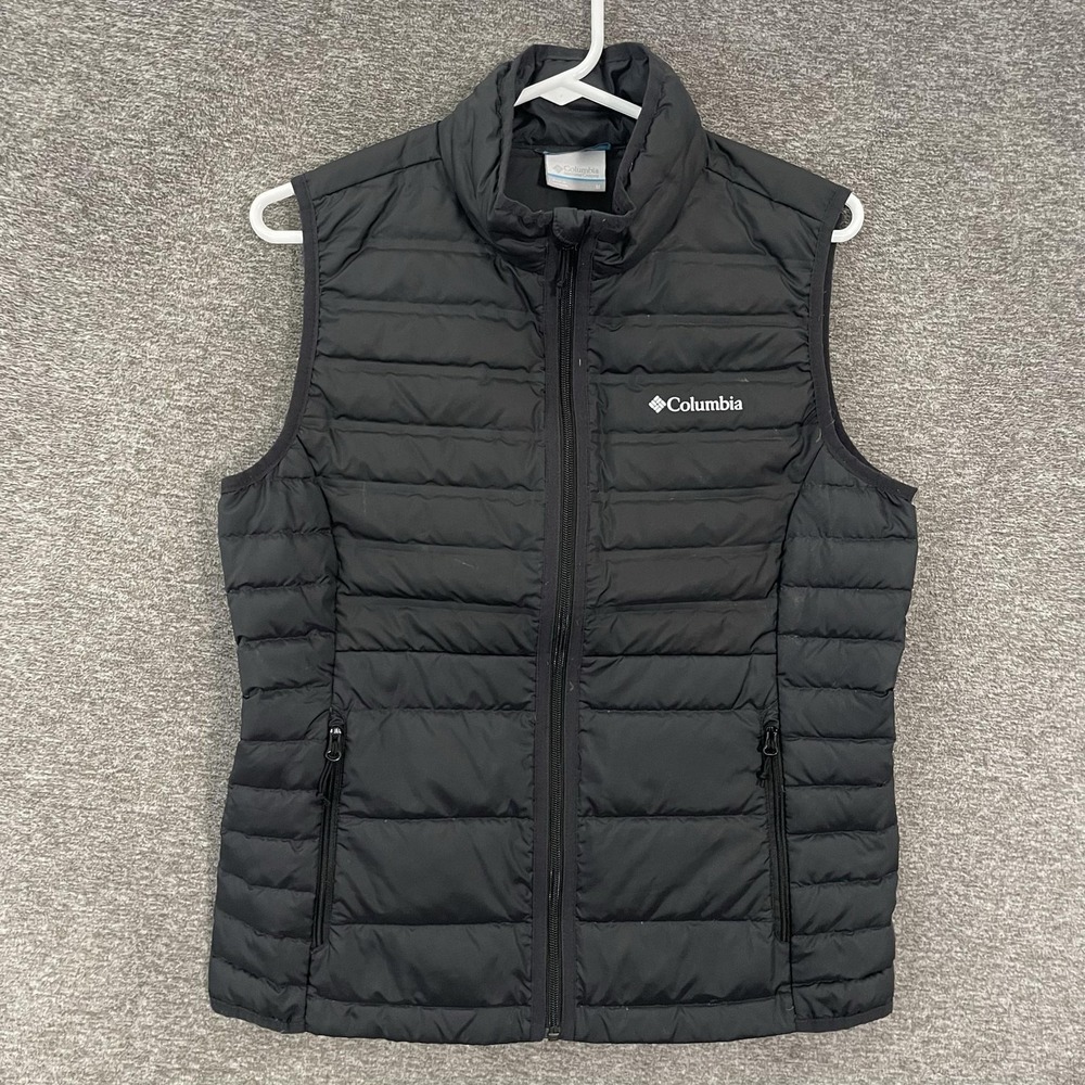 Columbia Vest Womens‎ Medium Black 650 Down Quilted Puffer Full Zip Lightweight